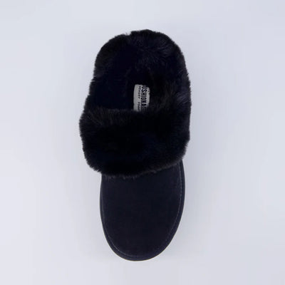 Husky Women’s Suede Platform Mule – Cozy Faux Fur Lining, Water-Resistant, Slip-On Comfort