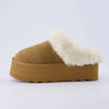 Husky Women’s Suede Platform Mule – Cozy Faux Fur Lining, Water-Resistant, Slip-On Comfort