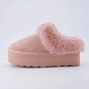 Husky Women’s Suede Platform Mule – Cozy Faux Fur Lining, Water-Resistant, Slip-On Comfort