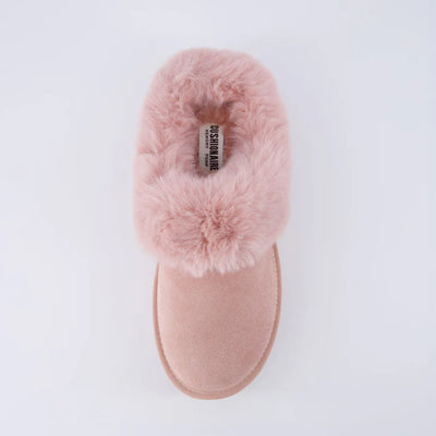 Husky Women’s Suede Platform Mule – Cozy Faux Fur Lining, Water-Resistant, Slip-On Comfort