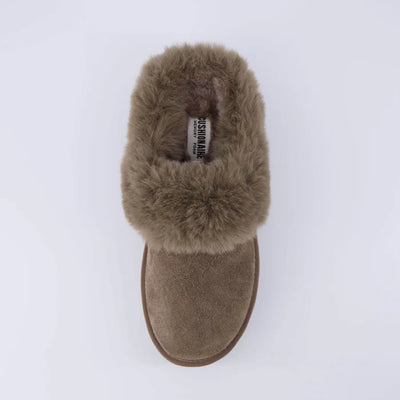 Husky Women’s Suede Platform Mule – Cozy Faux Fur Lining, Water-Resistant, Slip-On Comfort