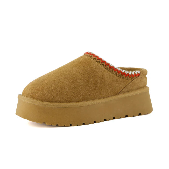 Kabuki Women’s Cozy Platform Mule Slippers – Genuine Suede, Memory Foam, Slip-On Comfort