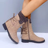 2025 Women’s Mid-Calf Suede Snow Boots – Retro Warm Slip-On Winter Boots with Low Heel
