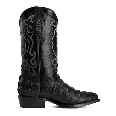 Men’s Exotic Caiman Cowboy Boots & Leather Belt Combo – Western Rodeo Set