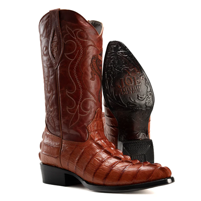 Men’s Exotic Caiman Cowboy Boots & Leather Belt Combo – Western Rodeo Set