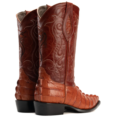 Men’s Exotic Caiman Cowboy Boots & Leather Belt Combo – Western Rodeo Set