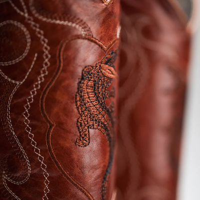 Men’s Exotic Caiman Cowboy Boots & Leather Belt Combo – Western Rodeo Set