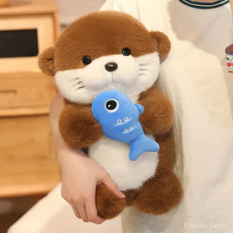Peluche Loutre Kawaii et son Poisson