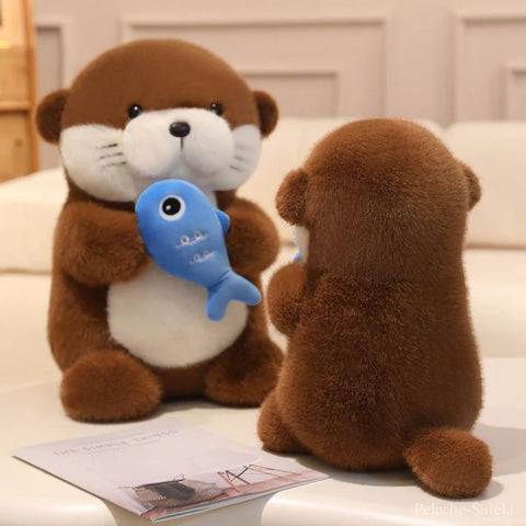Peluche Loutre Kawaii et son Poisson