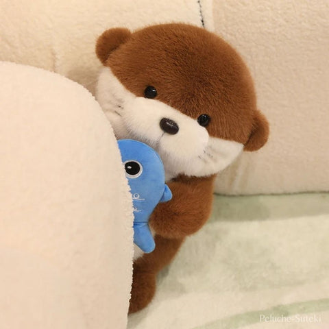Peluche Loutre Kawaii et son Poisson
